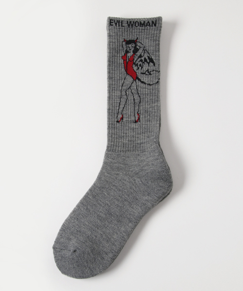 HYSTERIC GLAMOUR(ヒステリックグラマー)の「DEVIL WOMAN ソックス(ソックス/靴下・メンズ・ホワイト/トップグレー・FREE)」の2枚目の写真