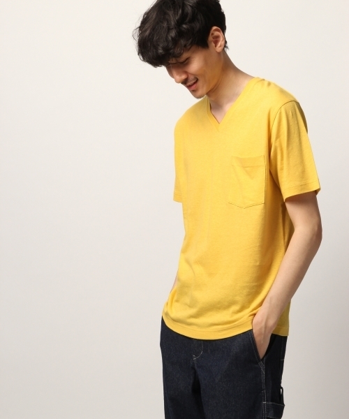 GLOBAL WORK(グローバルワーク)の「リネンコンVネックTEE/791021(Tシャツ/カットソー・メンズ・ブルー/ネイビー/イエロー/チャコールグレー/ホワイト/カーキ・MEDIUM/X-LARGE/SMALL/LARGE)」の6枚目の写真