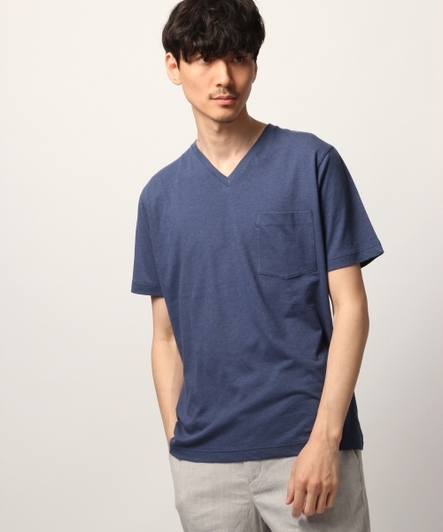 GLOBAL WORK(グローバルワーク)の「リネンコンVネックTEE/791021(Tシャツ/カットソー・メンズ・ブルー/ネイビー/イエロー/チャコールグレー/ホワイト/カーキ・MEDIUM/X-LARGE/SMALL/LARGE)」の5枚目の写真