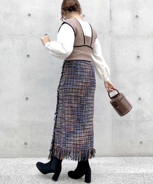 archives(アルシーヴ)の「配色ビスチェ×インナーSET(ニット/セーター・レディース・アイボリー/ブラック/モカ・M)」の14枚目の写真