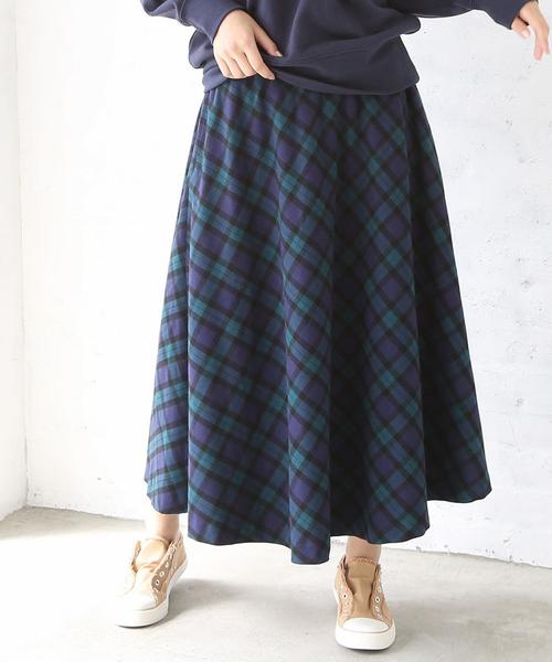 フレアロングスカート GGパターン ネイビー swing by ロングフレアスカート / Green Parks | ファッション