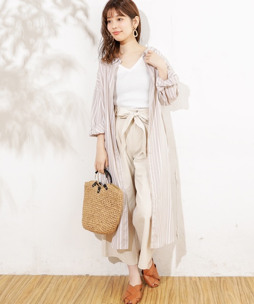 natural couture（ナチュラルクチュール）の「共リボン付きワイドパンツ（その他パンツ・レディース・ライトベージュ/キャメル/ストライプ・FREE）」の21枚目の写真