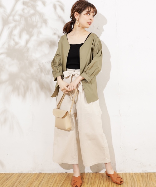 natural couture（ナチュラルクチュール）の「共リボン付きワイドパンツ（その他パンツ・レディース・ライトベージュ/キャメル/ストライプ・FREE）」の7枚目の写真