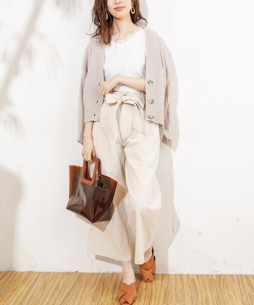 natural couture（ナチュラルクチュール）の「共リボン付きワイドパンツ（その他パンツ・レディース・ライトベージュ/キャメル/ストライプ・FREE）」の10枚目の写真