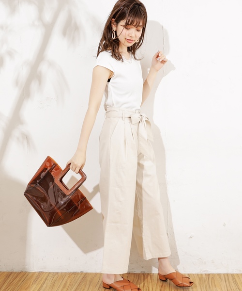 natural couture（ナチュラルクチュール）の「共リボン付きワイドパンツ（その他パンツ・レディース・ライトベージュ/キャメル/ストライプ・FREE）」の18枚目の写真