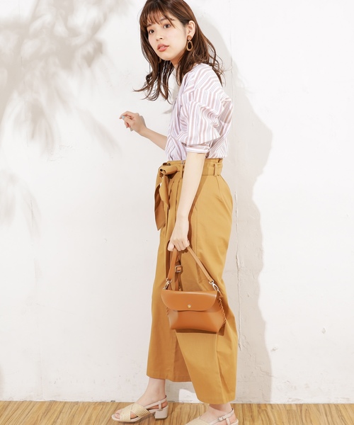 natural couture（ナチュラルクチュール）の「共リボン付きワイドパンツ（その他パンツ・レディース・ライトベージュ/キャメル/ストライプ・FREE）」の16枚目の写真