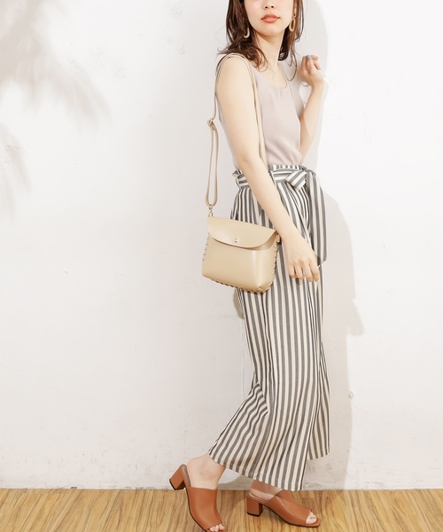 natural couture（ナチュラルクチュール）の「共リボン付きワイドパンツ（その他パンツ・レディース・ライトベージュ/キャメル/ストライプ・FREE）」の8枚目の写真