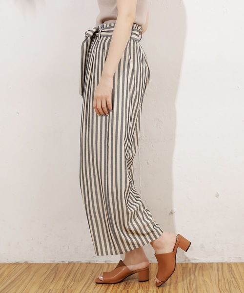 natural couture（ナチュラルクチュール）の「共リボン付きワイドパンツ（その他パンツ・レディース・ライトベージュ/キャメル/ストライプ・FREE）」の14枚目の写真