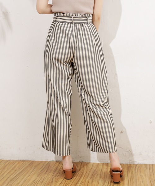 natural couture（ナチュラルクチュール）の「共リボン付きワイドパンツ（その他パンツ・レディース・ライトベージュ/キャメル/ストライプ・FREE）」の17枚目の写真