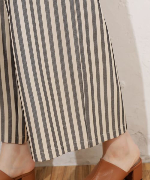 natural couture（ナチュラルクチュール）の「共リボン付きワイドパンツ（その他パンツ・レディース・ライトベージュ/キャメル/ストライプ・FREE）」の9枚目の写真