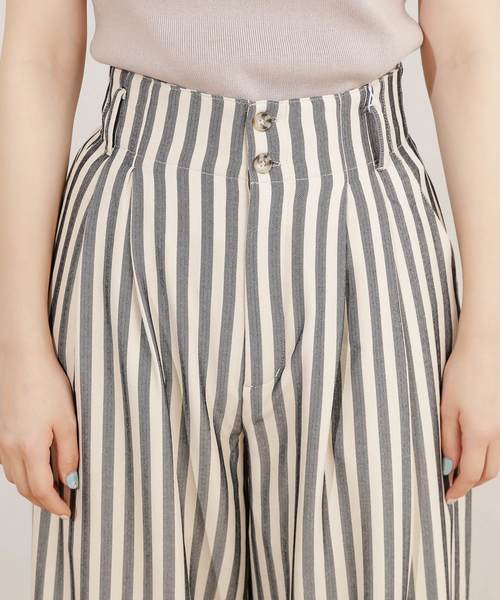 natural couture（ナチュラルクチュール）の「共リボン付きワイドパンツ（その他パンツ・レディース・ライトベージュ/キャメル/ストライプ・FREE）」の12枚目の写真
