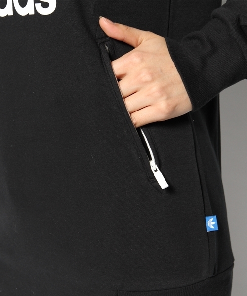 adidas Originals（アディダスオリジナルス）の「アディダス オリジナルス ロングパーカー ワンピ adidas Originals LONG HOODIE（パーカー・レディース・ブラック/グレー・MEDIUM/SMALL）」の6枚目の写真