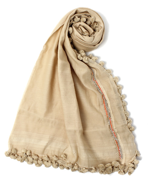 NANO universe（ナノユニバース）の「CITRUS/サイドビーズストール（ストール/ショール・レディース・ホワイト/ベージュ・FREE）」の2枚目の写真