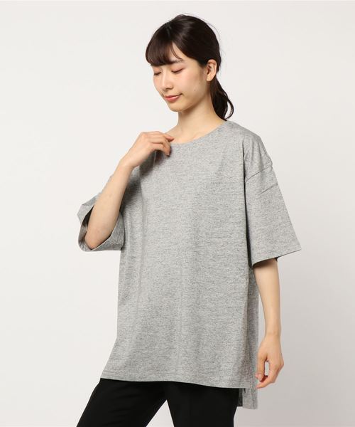 AMERICAN HOLIC(アメリカンホリック)の「裾スリットカットチュニック*(Tシャツ/カットソー・レディース・オフホワイト/カーキ/グレー系その他/ダークネイビー/ベージュ系その他2・FREE)」の1枚目の写真