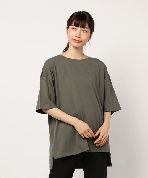 AMERICAN HOLIC(アメリカンホリック)の「裾スリットカットチュニック*(Tシャツ/カットソー・レディース・オフホワイト/カーキ/グレー系その他/ダークネイビー/ベージュ系その他2・FREE)」の4枚目の写真