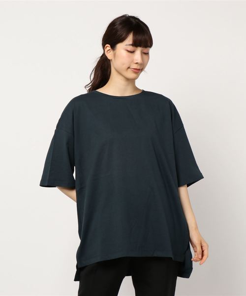 AMERICAN HOLIC(アメリカンホリック)の「裾スリットカットチュニック*(Tシャツ/カットソー・レディース・オフホワイト/カーキ/グレー系その他/ダークネイビー/ベージュ系その他2・FREE)」の5枚目の写真