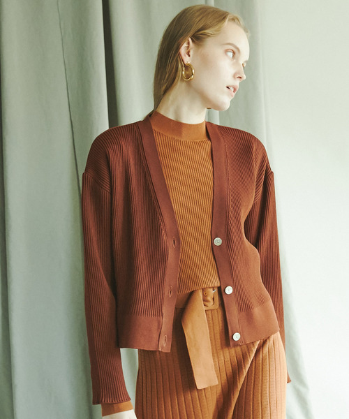 MAISON SPECIAL(メゾンスペシャル)の「リブニットカーディガン【MAISON SPECIAL/メゾンスペシャル】(カーディガン)」|ブラウン