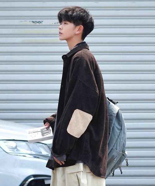 neos（ネオス）の「【neos -addictive design-】ビッグシルエット コーデュロイ エルボーパッチ シャツ（シャツ/ブラウス・メンズ・ダークブラウン/ベージュ/ピンク/キャメル・MEDIUM/LARGE/X-LARGE/XX-LARGE）」の9枚目の写真