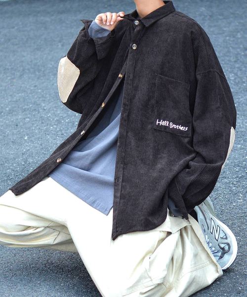 neos（ネオス）の「【neos -addictive design-】ビッグシルエット コーデュロイ エルボーパッチ シャツ（シャツ/ブラウス・メンズ・ダークブラウン/ベージュ/ピンク/キャメル・MEDIUM/LARGE/X-LARGE/XX-LARGE）」の10枚目の写真