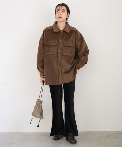 select MOCA(セレクトモカ)の「リブベロアロングパンツ/やわらか素材ウエストゴムハイウエスト裾フレアパンツ(その他パンツ・レディース・ブラック/モカ/ラベンダー・FREE)」の20枚目の写真