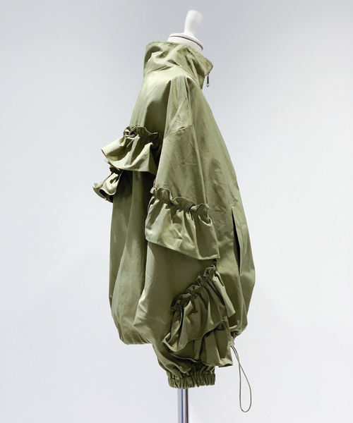 美品 Narcissus ナルシス バックフリルミリタリーブルゾン ジャケット セール】【Narcissus】バックフリルミリタリーブルゾン