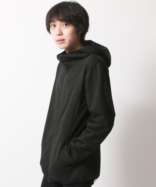 SHISKY(シスキー)の「ボンディング加工 防風 ジップアップ パーカー(パーカー・メンズ・ブラック/ネイビー/カーキ/杢グレー/チャコール・M/L/XL)」の2枚目の写真