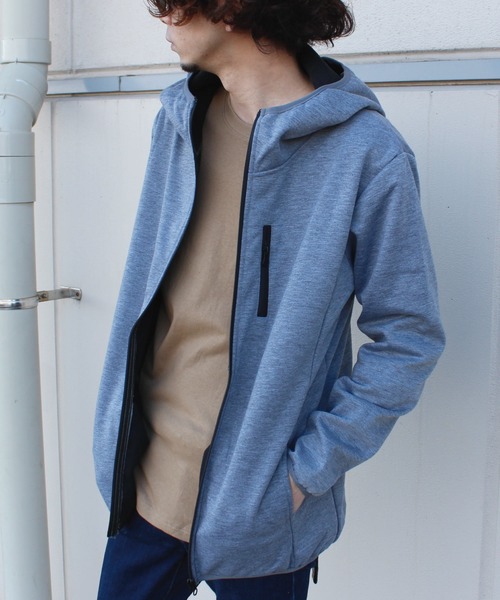SHISKY(シスキー)の「ボンディング加工 防風 ジップアップ パーカー(パーカー・メンズ・ブラック/ネイビー/カーキ/杢グレー/チャコール・M/L/XL)」の15枚目の写真
