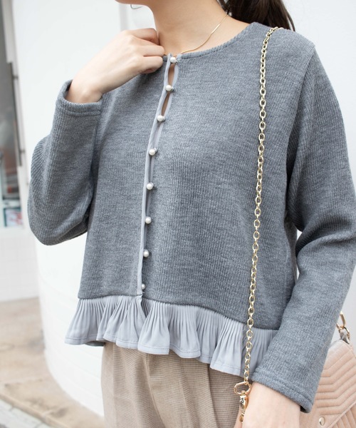 flower（フラワー）の「ホーリーパールトップ（カーディガン/ボレロ・レディース・ホワイト/グレー・FREE）」の7枚目の写真