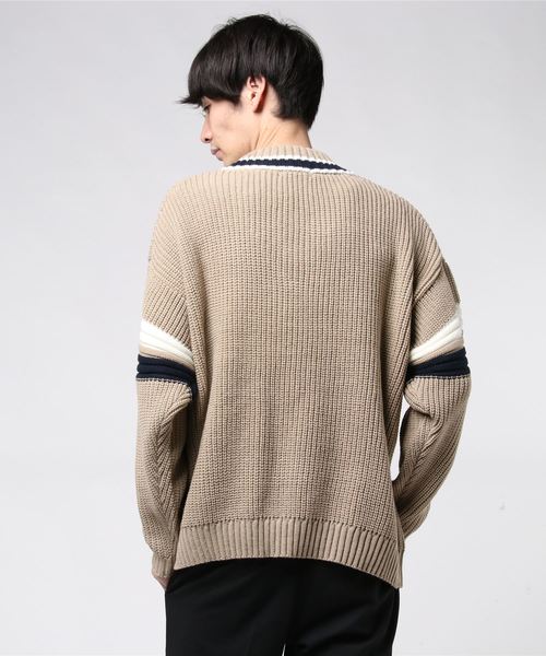 WEGO(ウィゴー)の「WEGO/畦編みラインチルデンセーター(ニット/セーター・メンズ・ベージュ/ホワイト/ネイビー・LARGE/MEDIUM)」の21枚目の写真