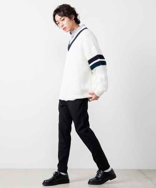 WEGO(ウィゴー)の「WEGO/畦編みラインチルデンセーター(ニット/セーター・メンズ・ベージュ/ホワイト/ネイビー・LARGE/MEDIUM)」の17枚目の写真