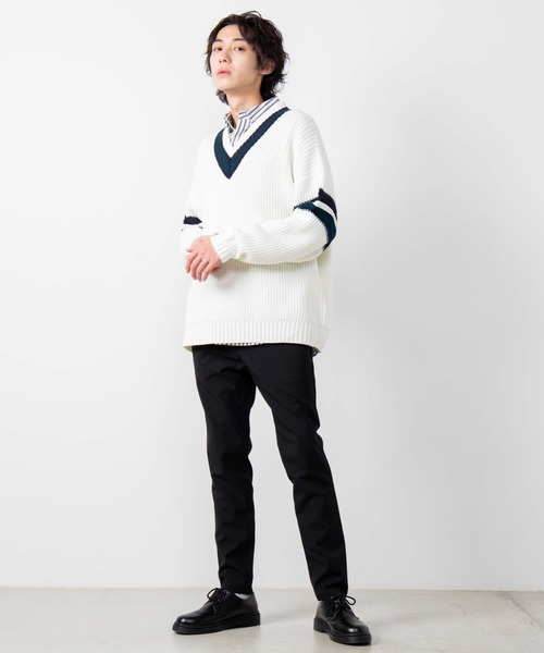 WEGO(ウィゴー)の「WEGO/畦編みラインチルデンセーター(ニット/セーター・メンズ・ベージュ/ホワイト/ネイビー・LARGE/MEDIUM)」の15枚目の写真