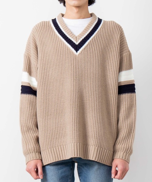 WEGO(ウィゴー)の「WEGO/畦編みラインチルデンセーター(ニット/セーター・メンズ・ベージュ/ホワイト/ネイビー・LARGE/MEDIUM)」の14枚目の写真