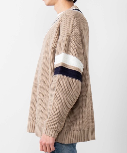 WEGO(ウィゴー)の「WEGO/畦編みラインチルデンセーター(ニット/セーター・メンズ・ベージュ/ホワイト/ネイビー・LARGE/MEDIUM)」の5枚目の写真