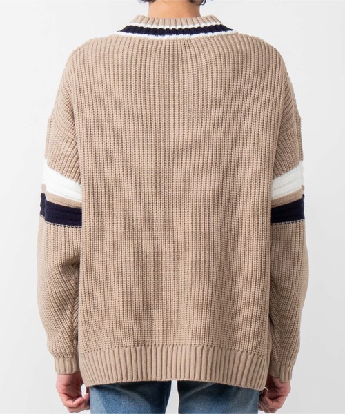 WEGO(ウィゴー)の「WEGO/畦編みラインチルデンセーター(ニット/セーター・メンズ・ベージュ/ホワイト/ネイビー・LARGE/MEDIUM)」の8枚目の写真