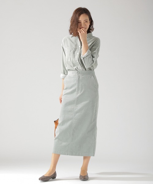 BAYFLOW（ベイフロー）の「コーデュロイタイトスカート（スカート・レディース・ベージュ/ブルー/ライトグリーン・SMALL/MEDIUM）」の4枚目の写真