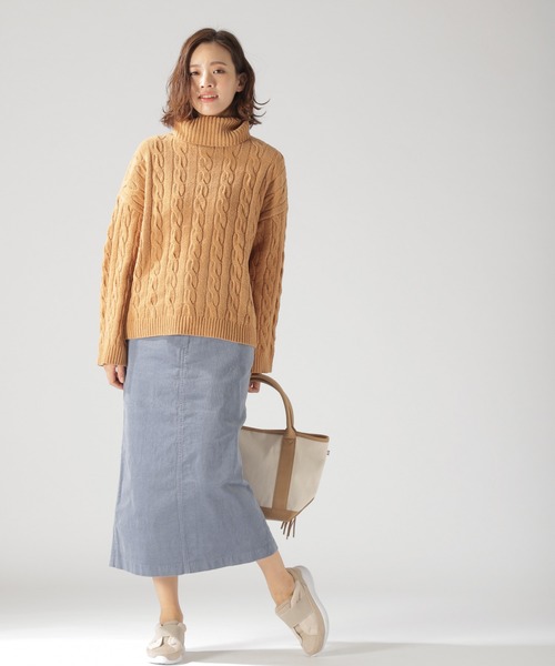 BAYFLOW（ベイフロー）の「コーデュロイタイトスカート（スカート・レディース・ベージュ/ブルー/ライトグリーン・SMALL/MEDIUM）」の6枚目の写真