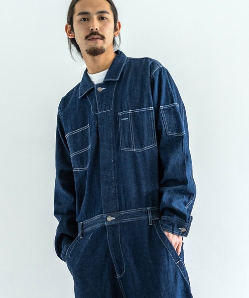 Rocky Monroe(ロッキーモンロー)の「90oz デニムオールインワン(つなぎ/オールインワン・メンズ・ブラック/ダークインディゴブルー/ライトインディゴブルー・LL/M/L)」の8枚目の写真