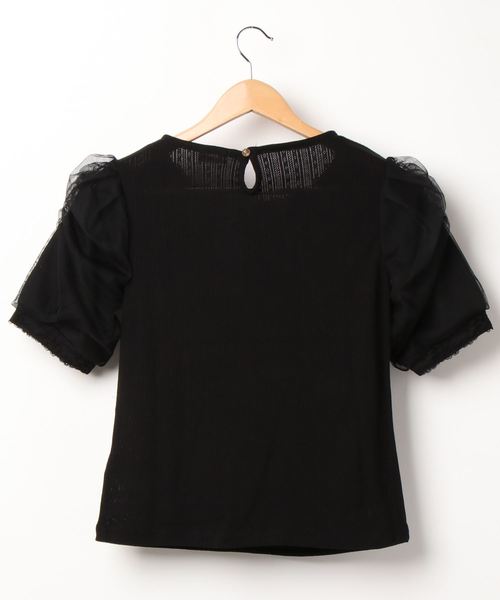 axes femme(アクシーズファム)の「サテン巻きバラチュール袖PO(Tシャツ/カットソー・レディース・サックスブルー/ブラック/キナリ・MEDIUM)」の4枚目の写真