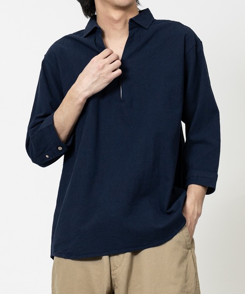 Candy Fantasy（キャンディーファンタジー）の「【a】パナマ7分袖カプリシャツ（シャツ/ブラウス・メンズ・カーキ/ミント/ネイビー/ピンク/ベージュ/ブラック×ホワイト/ホワイト×ネイビー/ネイビー×ホワイト/ホワイト/ブルー/ベージュ系/イエロー/ホワイト系その他/ブルー系その他/ブラック・MEDIUM/LARGE/X-LARGE）」の10枚目の写真