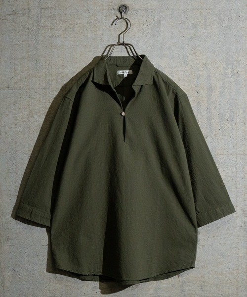 Candy Fantasy（キャンディーファンタジー）の「【a】パナマ7分袖カプリシャツ（シャツ/ブラウス・メンズ・カーキ/ミント/ネイビー/ピンク/ベージュ/ブラック×ホワイト/ホワイト×ネイビー/ネイビー×ホワイト/ホワイト/ブルー/ベージュ系/イエロー/ホワイト系その他/ブルー系その他/ブラック・MEDIUM/LARGE/X-LARGE）」の8枚目の写真