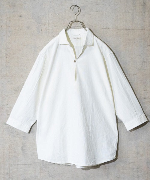 Candy Fantasy（キャンディーファンタジー）の「【a】パナマ7分袖カプリシャツ（シャツ/ブラウス・メンズ・カーキ/ミント/ネイビー/ピンク/ベージュ/ブラック×ホワイト/ホワイト×ネイビー/ネイビー×ホワイト/ホワイト/ブルー/ベージュ系/イエロー/ホワイト系その他/ブルー系その他/ブラック・MEDIUM/LARGE/X-LARGE）」の14枚目の写真