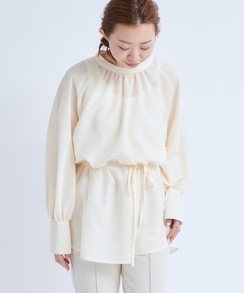 DouDou（ドゥドゥ）の「ハイネック袖ボリュームブラウス（シャツ/ブラウス・レディース・ブラック/オフホワイト・FREE）」の13枚目の写真