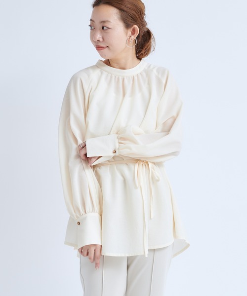 DouDou（ドゥドゥ）の「ハイネック袖ボリュームブラウス（シャツ/ブラウス・レディース・ブラック/オフホワイト・FREE）」の22枚目の写真