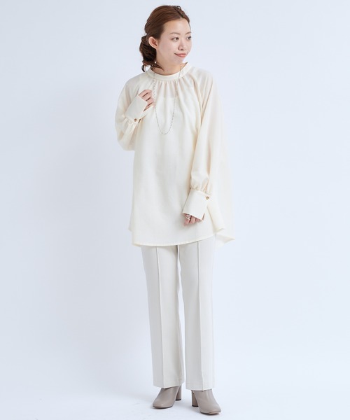 DouDou（ドゥドゥ）の「ハイネック袖ボリュームブラウス（シャツ/ブラウス・レディース・ブラック/オフホワイト・FREE）」の18枚目の写真