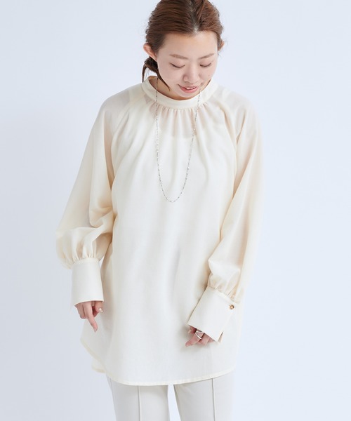 DouDou（ドゥドゥ）の「ハイネック袖ボリュームブラウス（シャツ/ブラウス・レディース・ブラック/オフホワイト・FREE）」の14枚目の写真