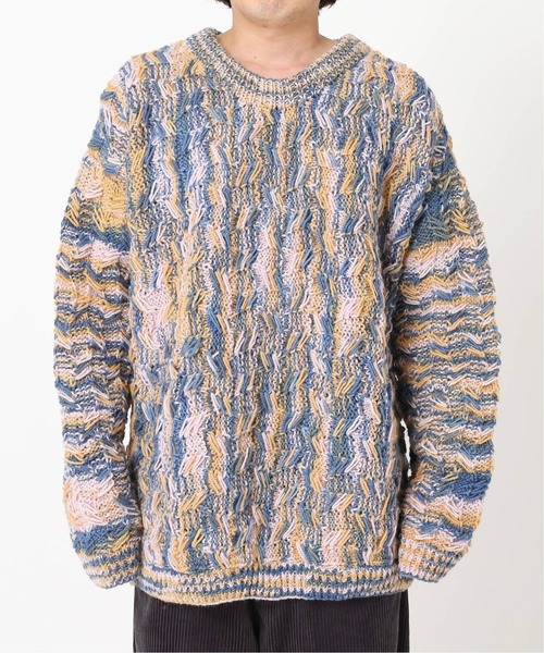 JOURNAL STANDARD（ジャーナルスタンダード）の「Tie Dye ヨコアミ クルーネック ビッグシルエット ハンドニット（ニット/セーター・メンズ・グリーン/イエロー/ネイビー・LARGE/MEDIUM）」の10枚目の写真