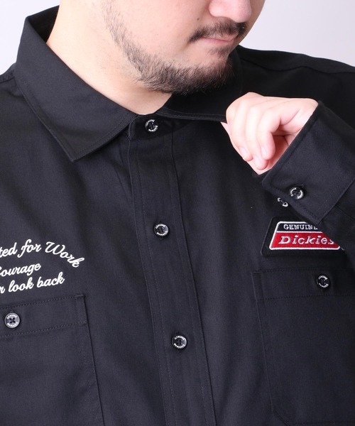 Dickies（ディッキーズ）の「Dickies/ディッキーズ ツイル 刺繍ワッペン ワークシャツ/大きいサイズ（シャツ/ブラウス・メンズ・ブラック/ベージュ・2L/3L/4L/5L）」の15枚目の写真