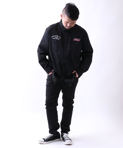 Dickies（ディッキーズ）の「Dickies/ディッキーズ ツイル 刺繍ワッペン ワークシャツ/大きいサイズ（シャツ/ブラウス・メンズ・ブラック/ベージュ・2L/3L/4L/5L）」の16枚目の写真