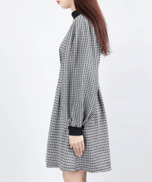 WC（ダブル シー）の「WC/チェックジャガードワンピース（ワンピース・レディース・ブラック/ベージュ・FREE）」の5枚目の写真
