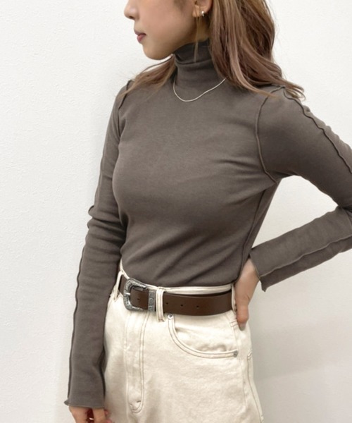 apres jour mignon(アプレジュールミニョン)の「リブハイネックメロートップス【ZOZOTOWN限定アイテム】(Tシャツ/カットソー・レディース・アイボリー/ダークブラウン/ブラック/ブルー系その他・X-LARGE/フリー)」の18枚目の写真
